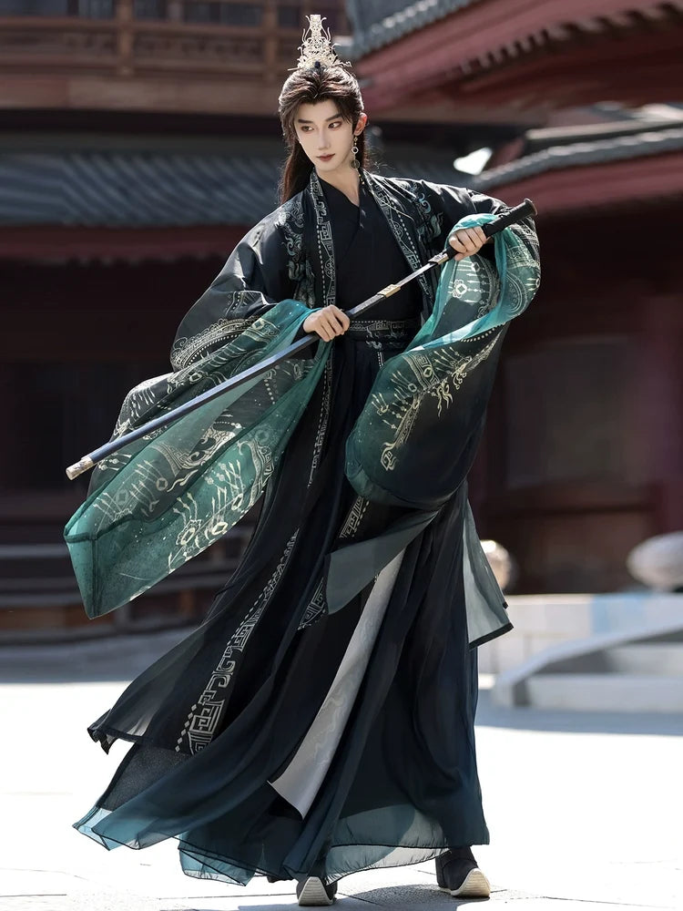 Mist Beyond Waters | Wei Jin Unisex Hanfu with Immortal Flowing Sleeves