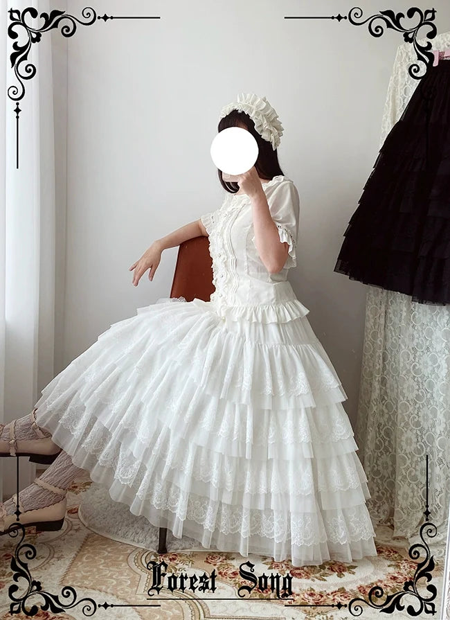 Star and Sea - Classic Lolita Petticoat Adjustable Tiered Ruffle Skirt
