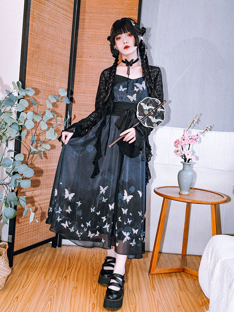 New Chinese Style Butterfly Print Sundress - Yin 蝶吟