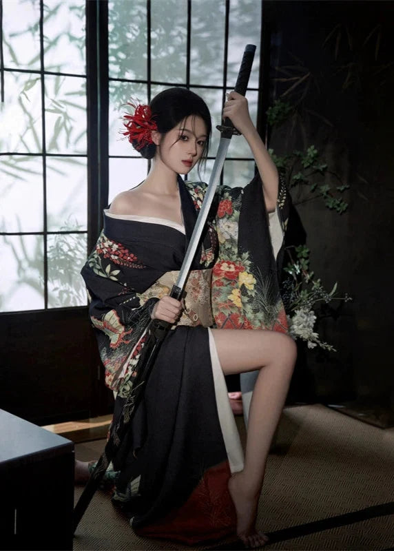 Midnight Sakura | 3-Piece Asian Kimono (夜樱)