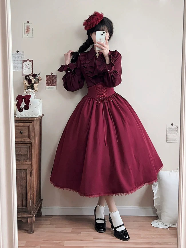 Astris - Classic Lolita SK Double-sided Wearing Fishbone Skirt