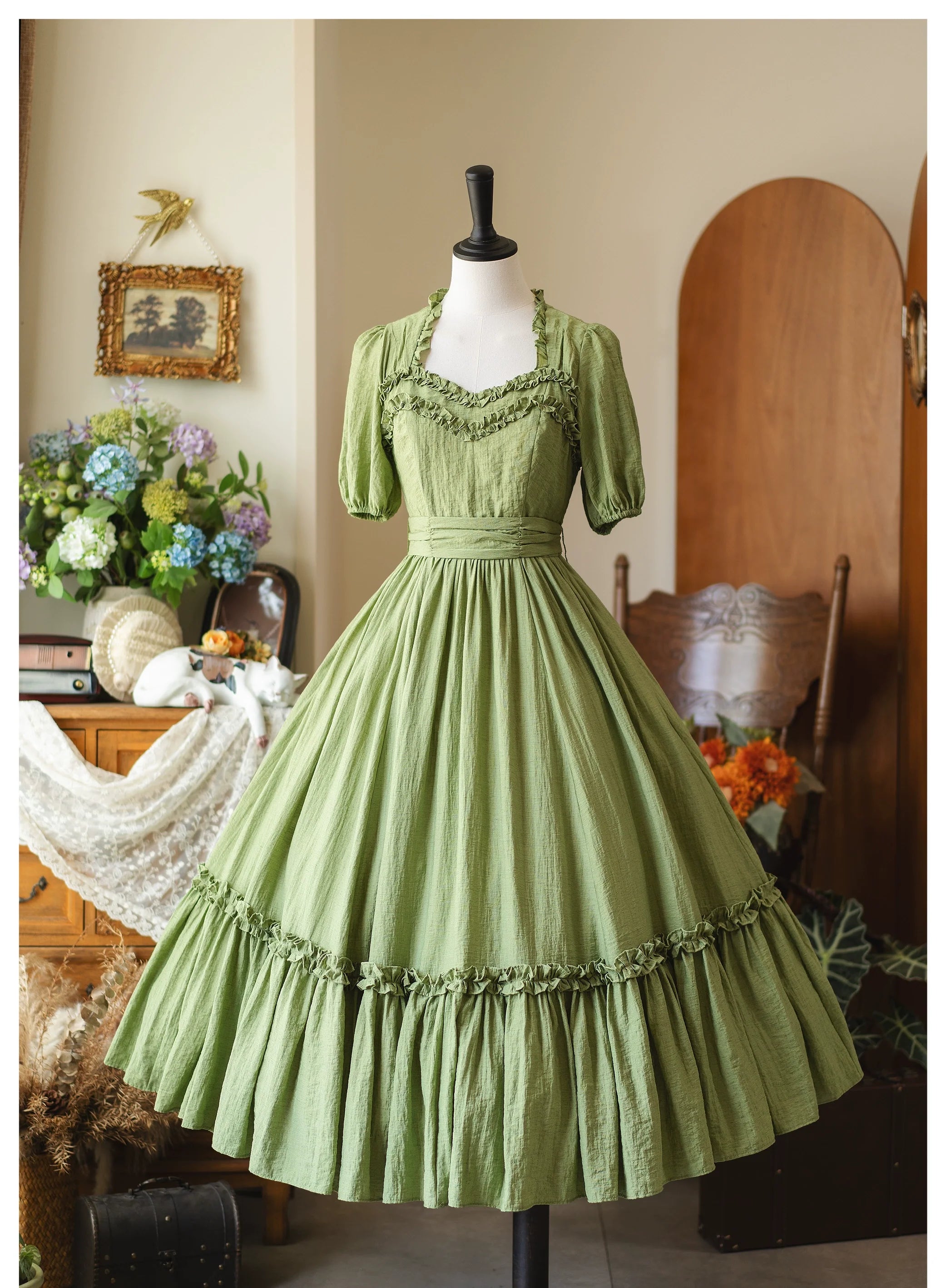 Forest Pastoral - Elegant Lolita Square Neck Long OP