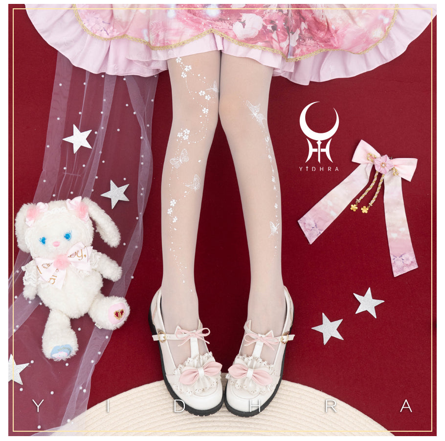 Yidhra - Butterfly Flowers - Summer 20D Velvet Lolita Tights