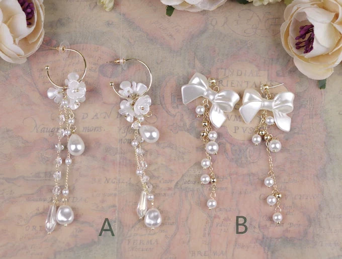 Classic Lolita Artificial Pearl Earrings with Rhinestone