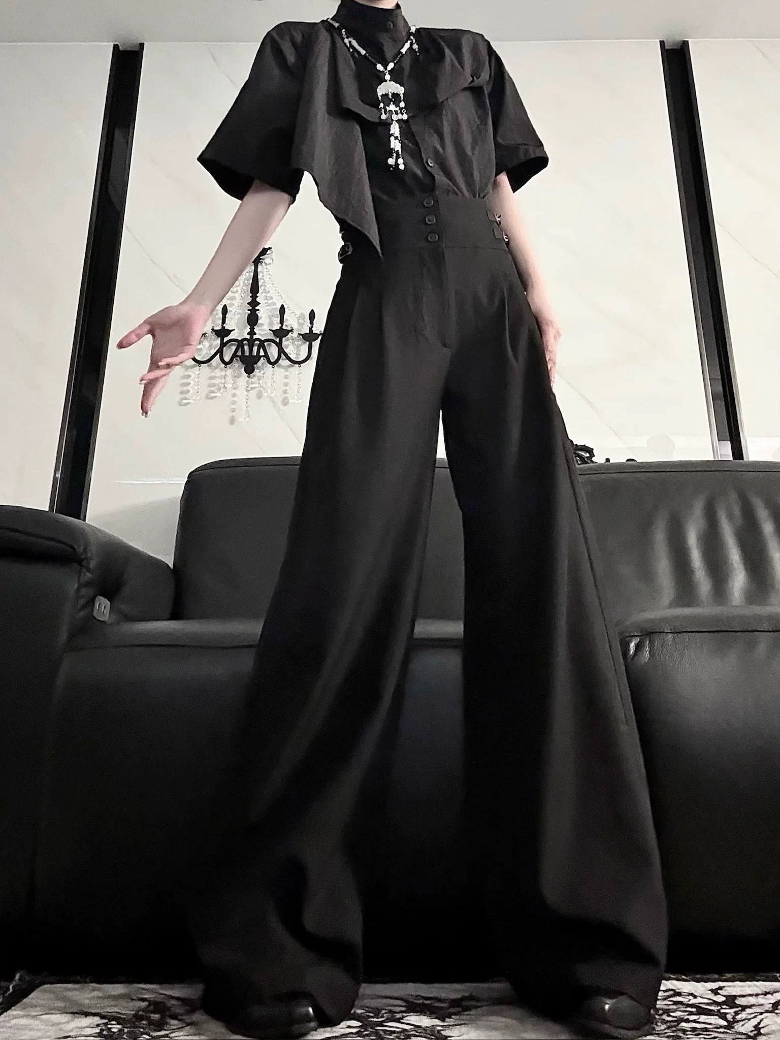 Knight Pants - Ouji Lolita High Waist Wide-Leg Straight Pants
