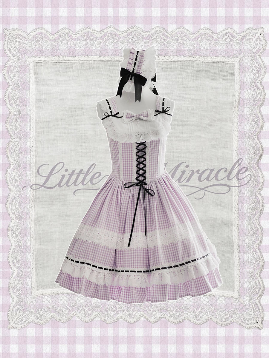 Parfait Reverie - Cotton Plaid Old School Lolita JSK Dress, Side Pockets