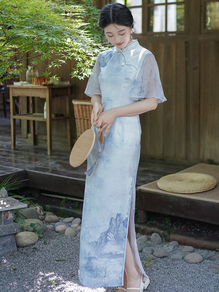 Flair Sleeve Long Cheongsam | Moran
