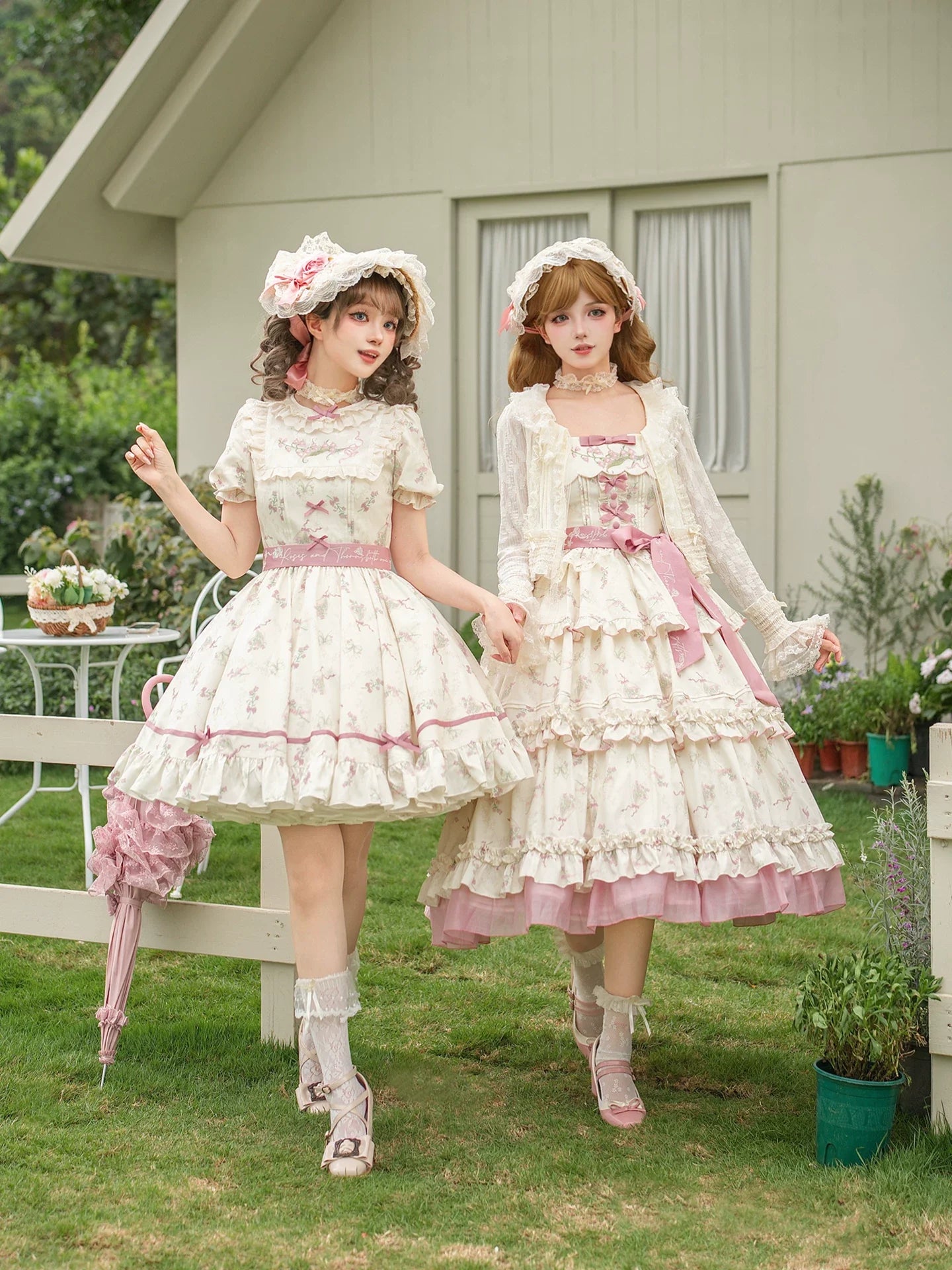 Fragrant Reminiscence - Classic Lolita Embroidered Collar Dress, Bellflower Print