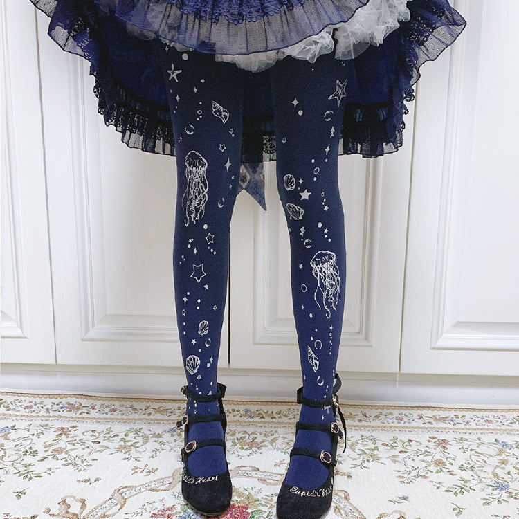 The Deep Sea Jellyfish 120D Velvet Lolita Tights