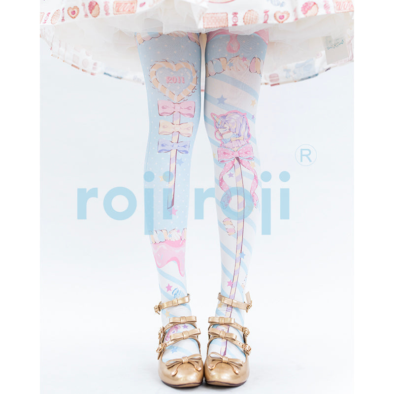 Fairy Kei Sweet Lolita Print Stockings