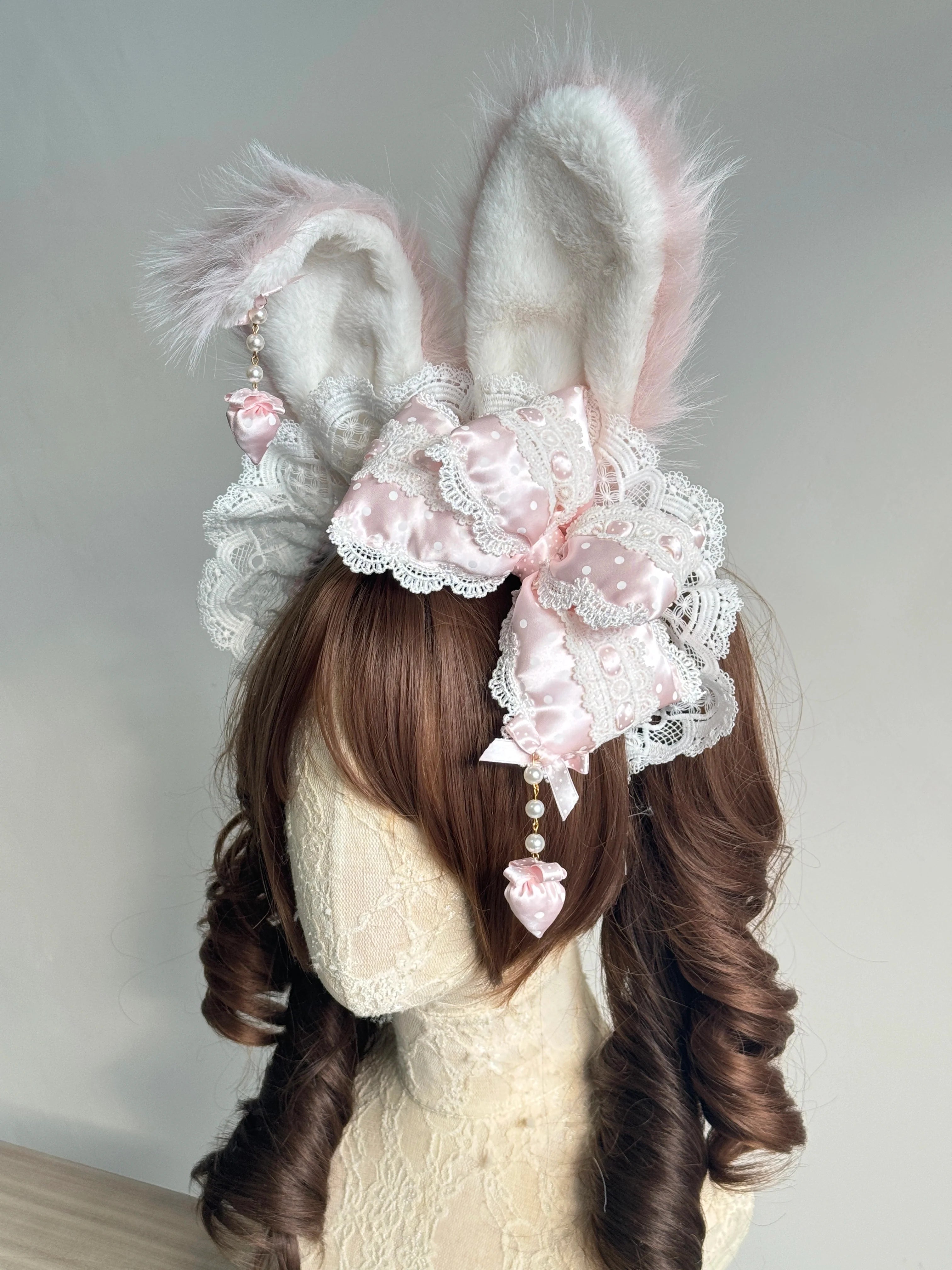 Sweet Lolita Headdress, Polka Dot Bow, Bunny Ear