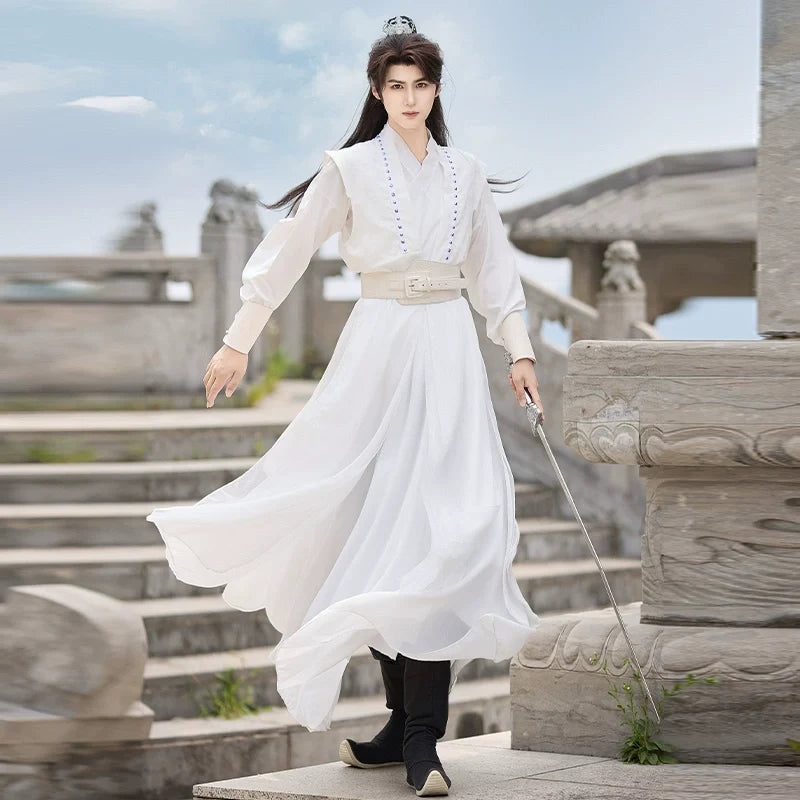Zhan Beichen 战北尘 - Mens Wei-Jin Style Hanfu with Flowing Wide Sleeves, Ethereal Hero Look