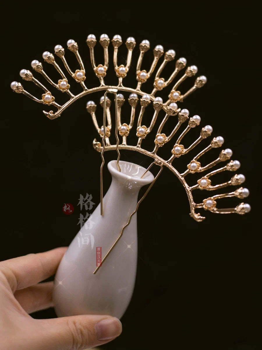 Halo 光环 Double Tiered Pearl Tang Ming Curved Hairpins