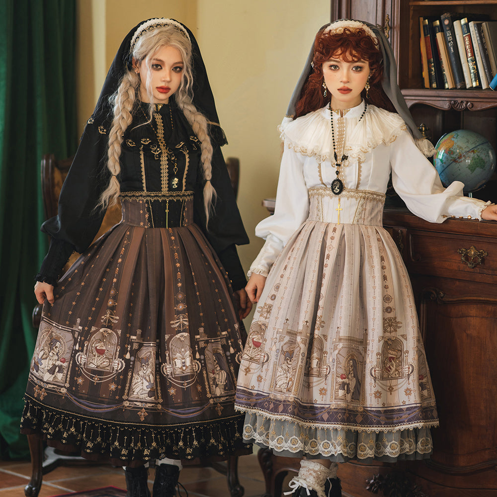 Demon Hunting Notes - Fishbone Gothic Lolita Skirt