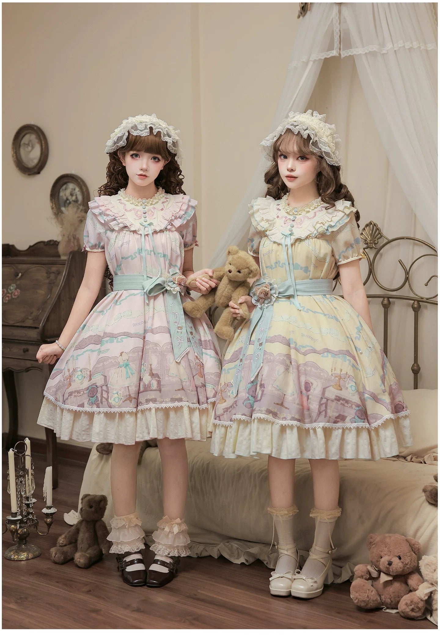 Brown Dollhouse SP - Kawaii Lolita Dollhouse Printed OP Dress with Embroidery