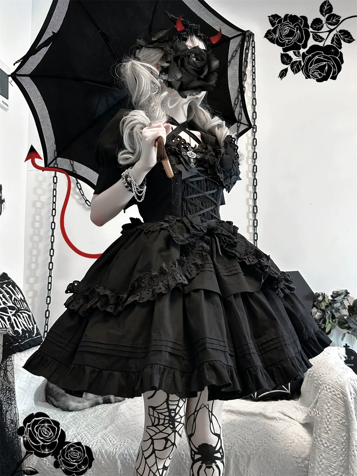 Halloween Gothic Lolita Short Jumper Dress