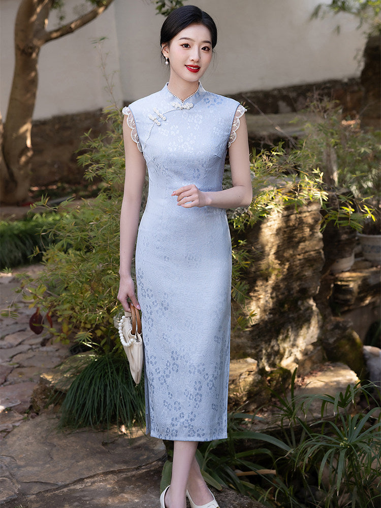 Sleeveless Floral Long Cheongsam | Theodore