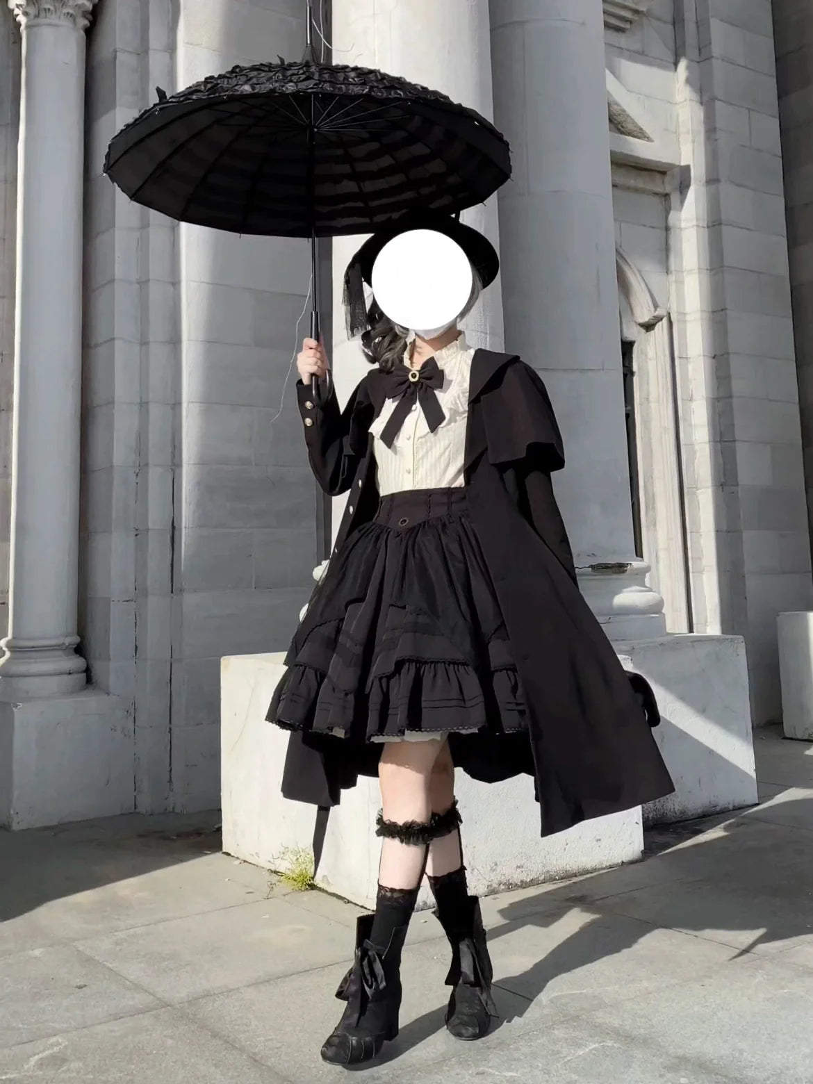Rich Heiress - Elegant Black Lolita Coat with Detachable Cape