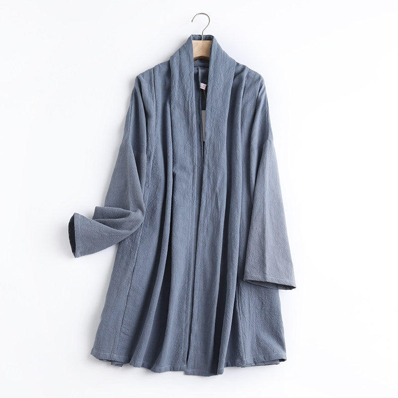 Wu Ji 无迹 Leave No Trace Song & Ming Unisex Cotton Linen Parallel Panel Long Cardigan