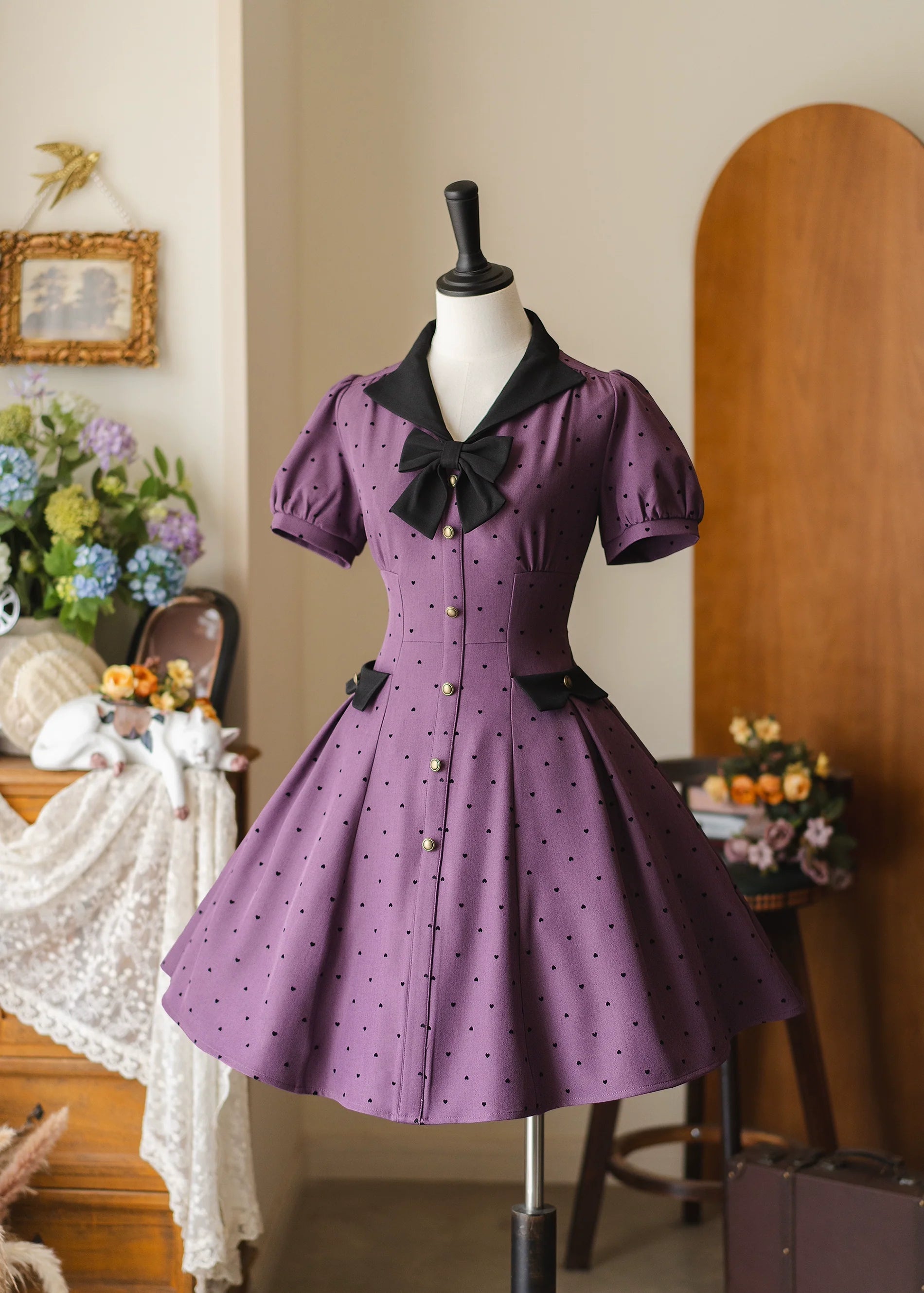 Forest Polka-Dot - Classic Lolita OP Dress With Polka Dots & Pockets