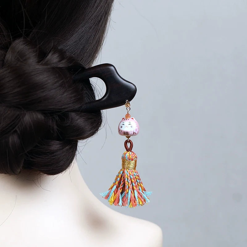 Lucky Cat Hair Stick | Hanfu Hair Accessory