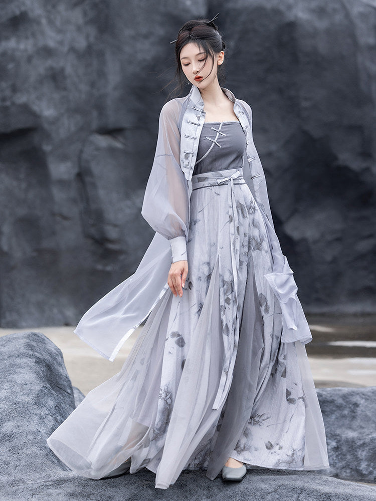 New Chinese Style Sheer Robe and Slip Dress - Wuji 无极 (Preorder)