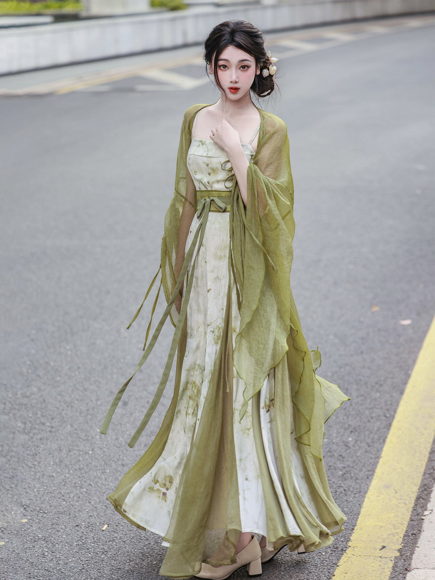 New Chinese Style Swing Dress with Fairy Cardigan - Jade Story 青玉案 (Preorder)