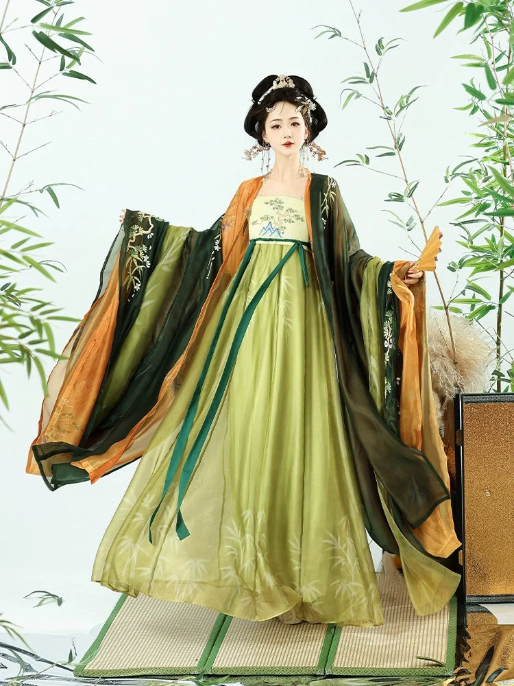Bamboo Stream 竹涧松 - Tang Dynasty Style Hanfu Dress Heziqun