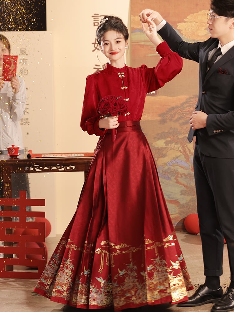 Red Chinese Wedding Dress Bride’s Cheongsam Dress