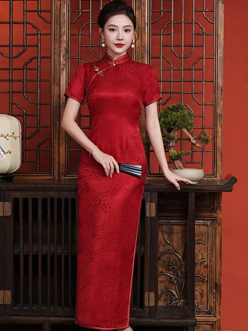 Aslin Hanfu Qipao- 19 mome mulberry silk, high-end long Cheongsam
