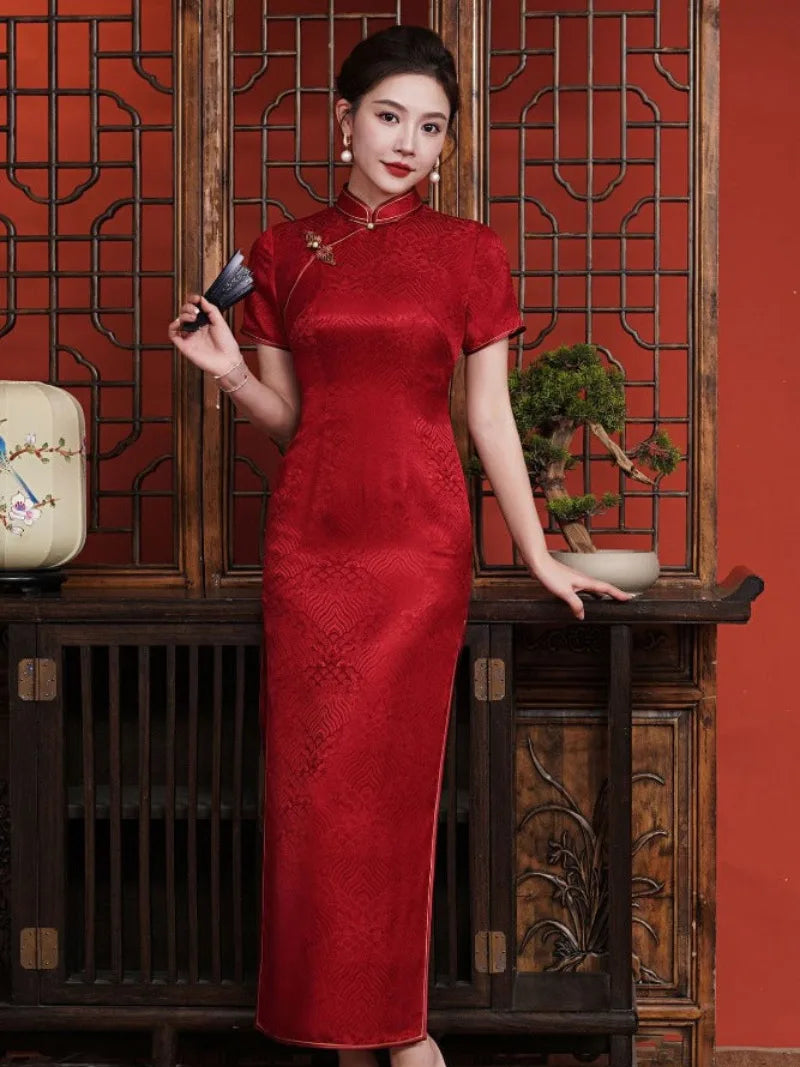 Aslin Hanfu Qipao- 19 mome mulberry silk, high-end long Cheongsam
