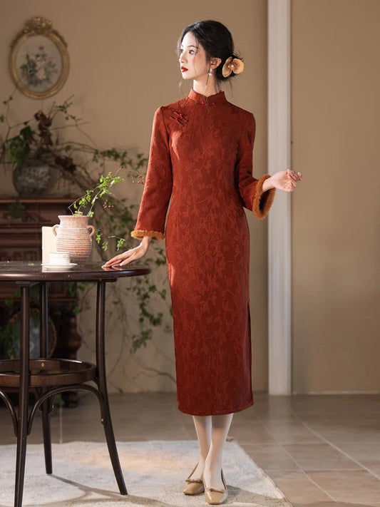 Beautiful Spring Festival Cheongsam for Winter Celebrations