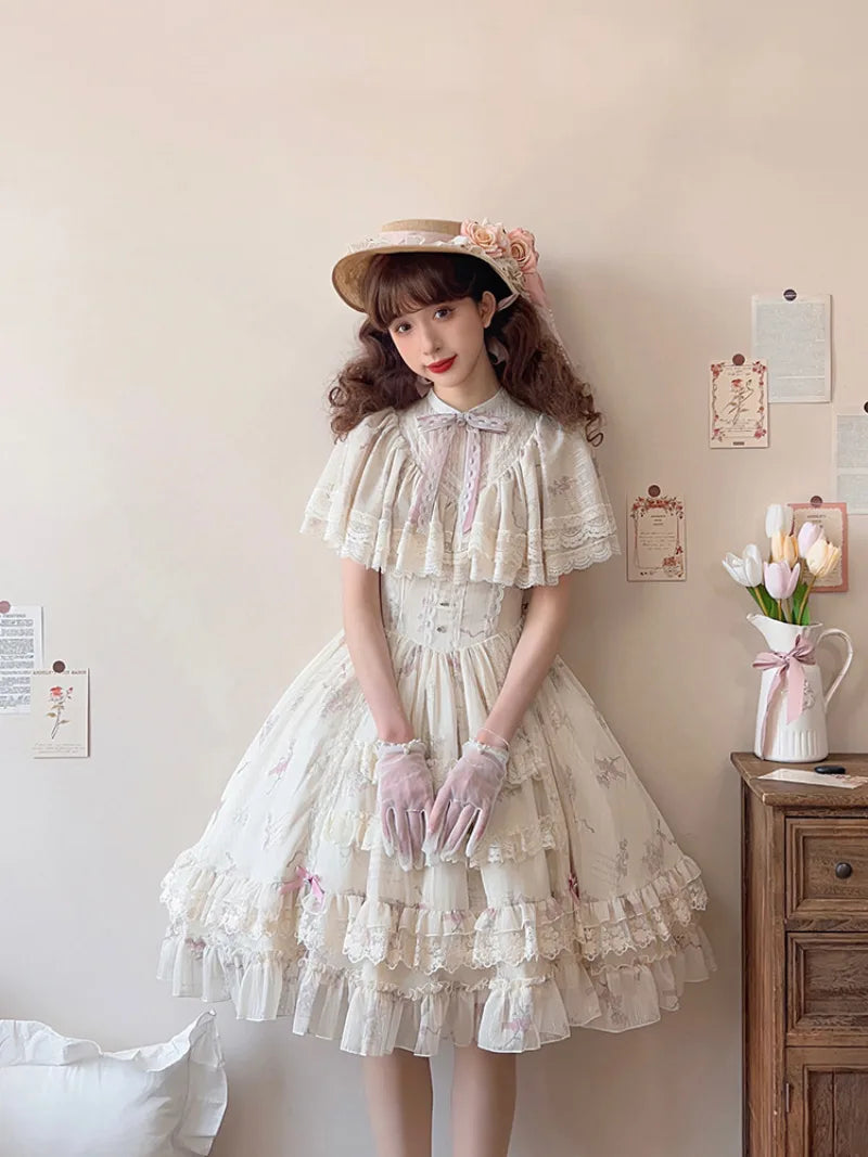 Sweetslolita Bellflower OP with elegant Edwardian collar