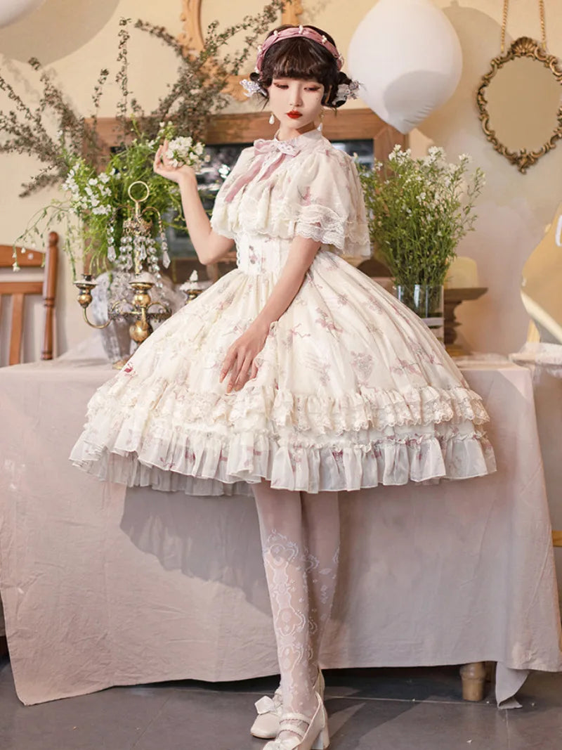 Sweetslolita Bellflower OP with elegant Edwardian collar