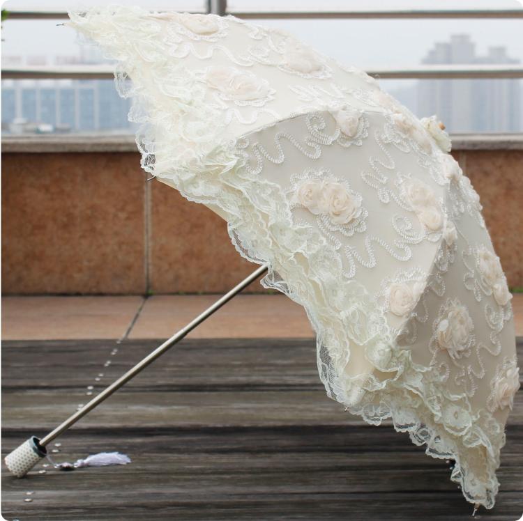 Foldable Lolita Parasol, Sunscreen Lace Flounce Multicolors
