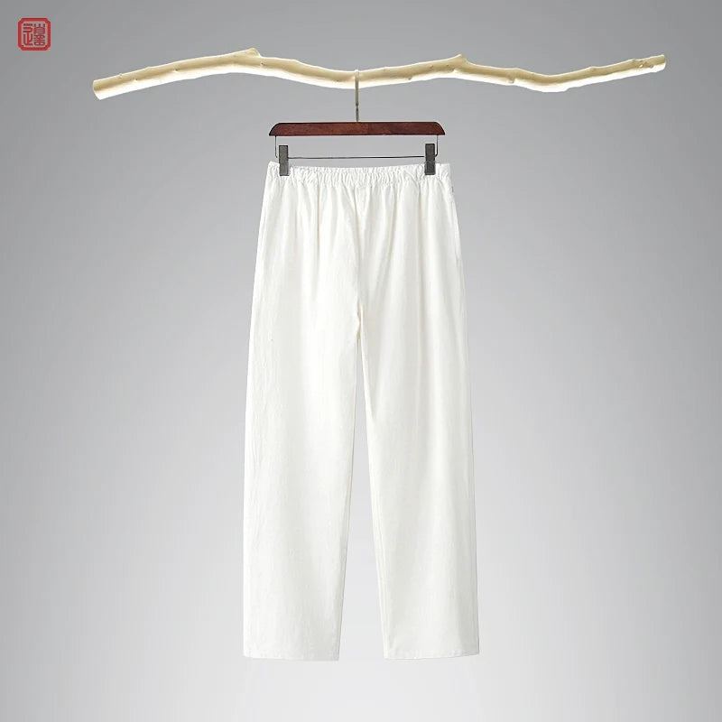 Lao Jie 老街 Old Streets Unisex Cotton & Linen Straight Leg Pants