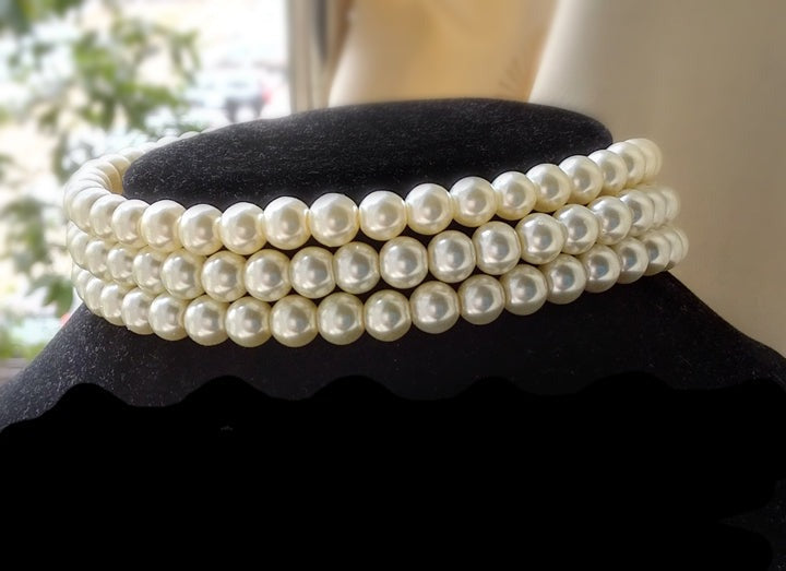 Hepburn time - Retro Elegant Tiered Pearl Choker
