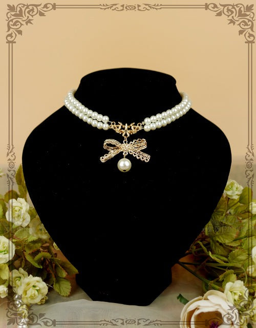 Pearl Chain Lace Bow Lolita Kawaii Necklace