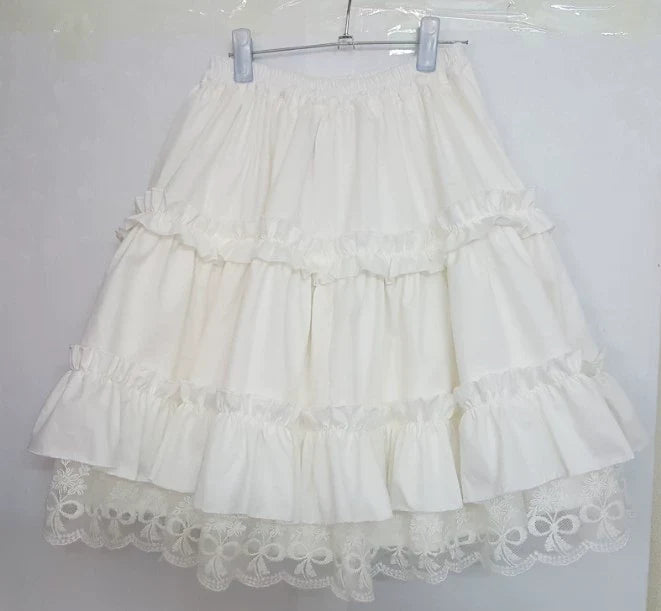 WangYan&Summer - Cotton Lolita Petticoat, Embroiodered Lace
