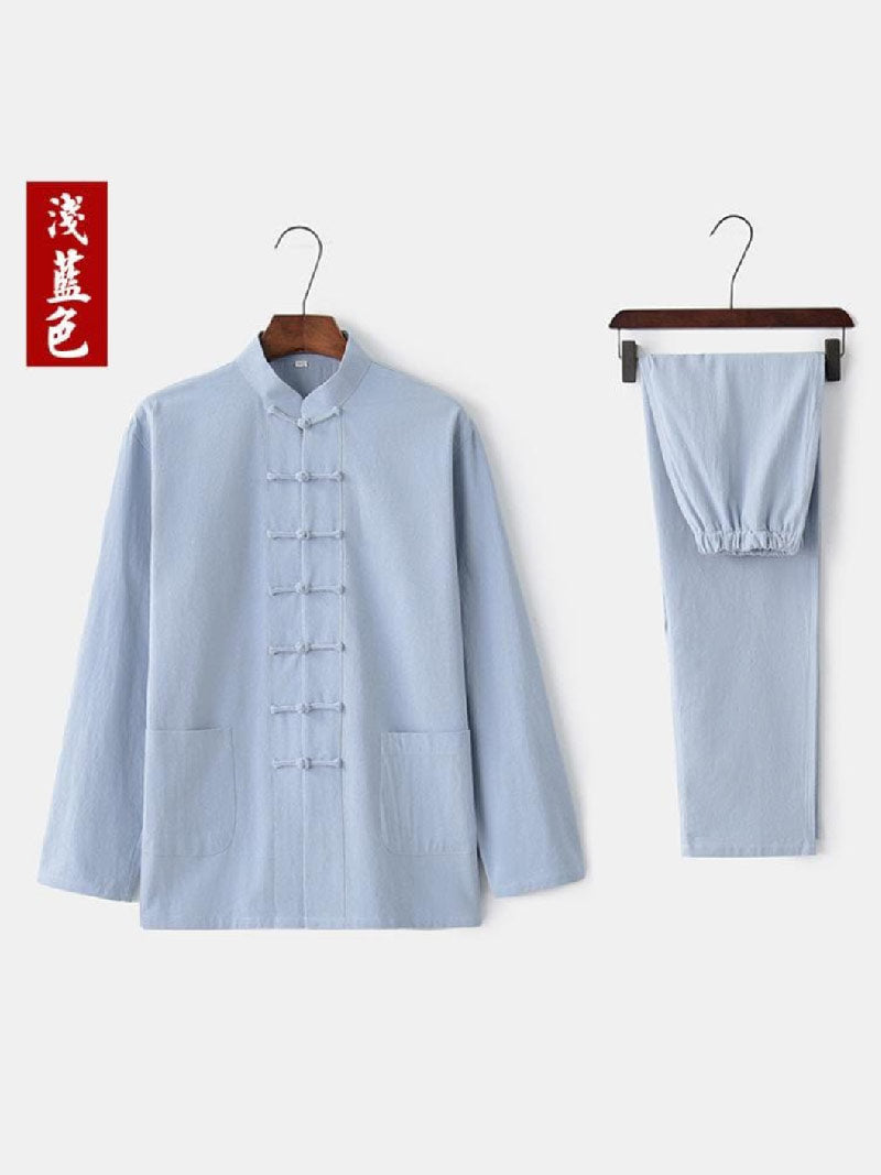Aslinhanfu Linen fabric, Chinese Tang Suit set, Kong fu Suit set