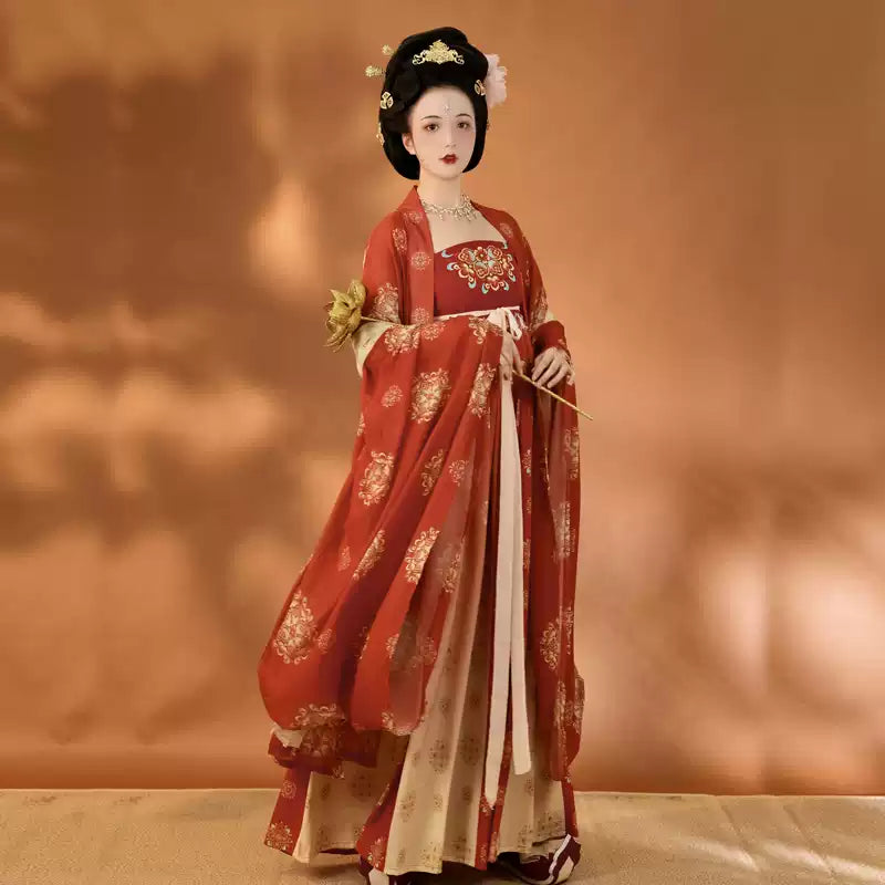 Tang Dynasty HanFu Dress with Floral Print