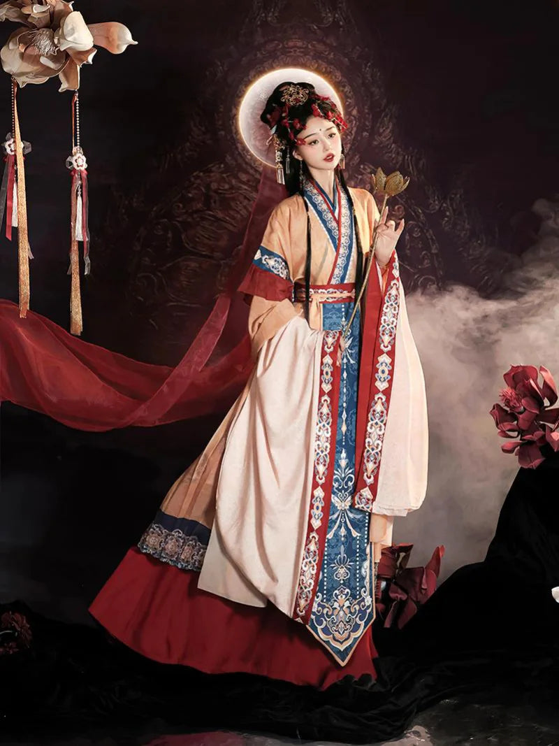 Elegant Wei Jin ancient Chinese attire with flowing cross-collar design and soft half sleeves
