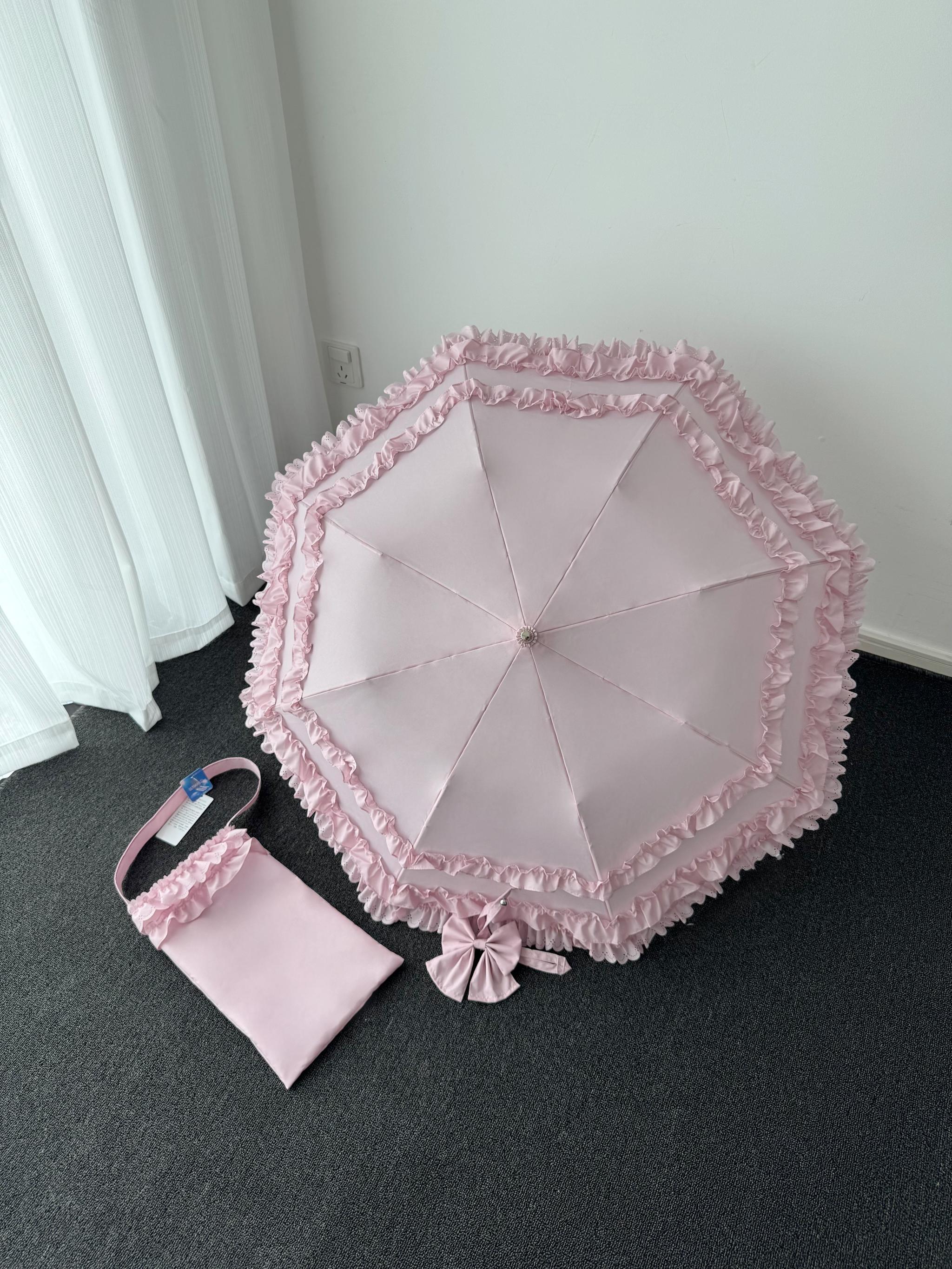 Classic Lolita Foldable Sunscreen Parasol with Ruffles