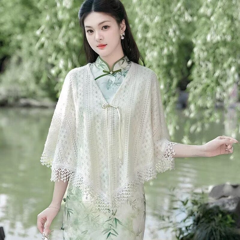 Spring collection, Knit Hollow-out Qipao Shawl
