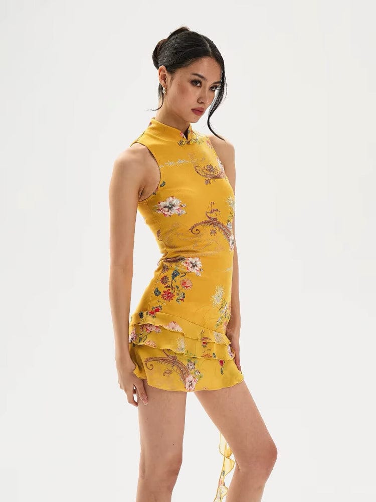 Selena Cake Skirt Hem mini Cheongsam