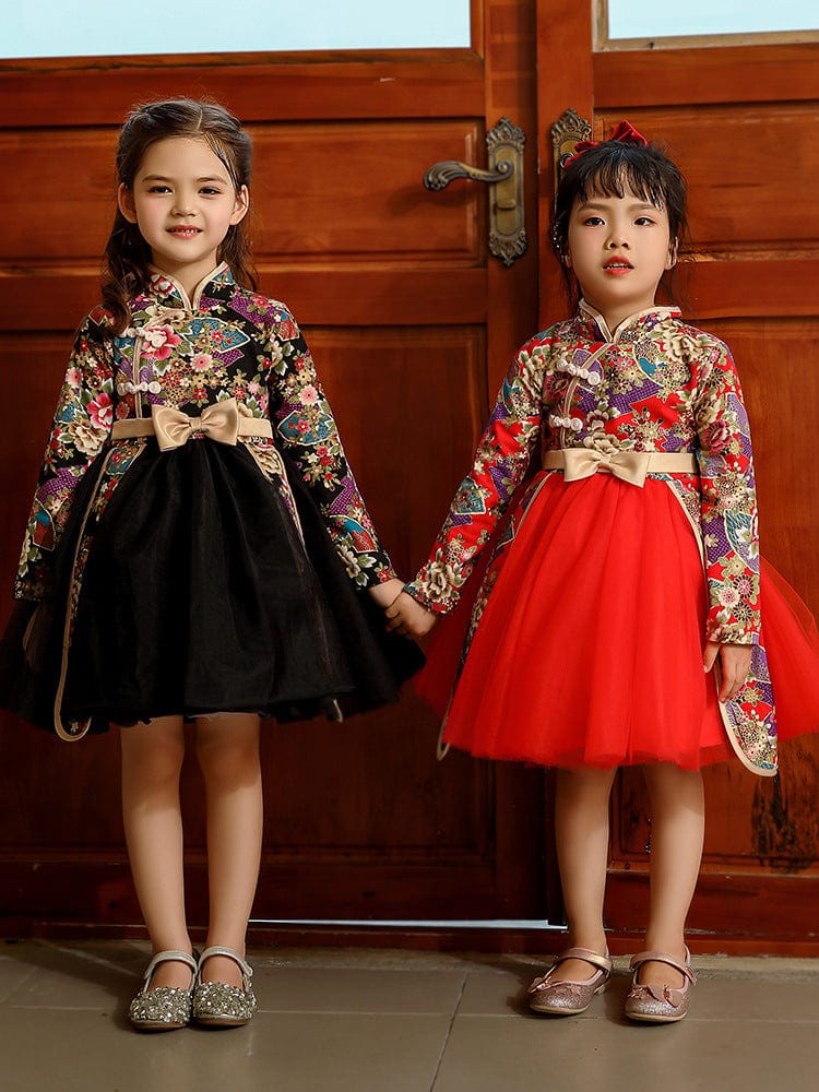 Children Qipao dress, floral pattern Qipao dress for little girls