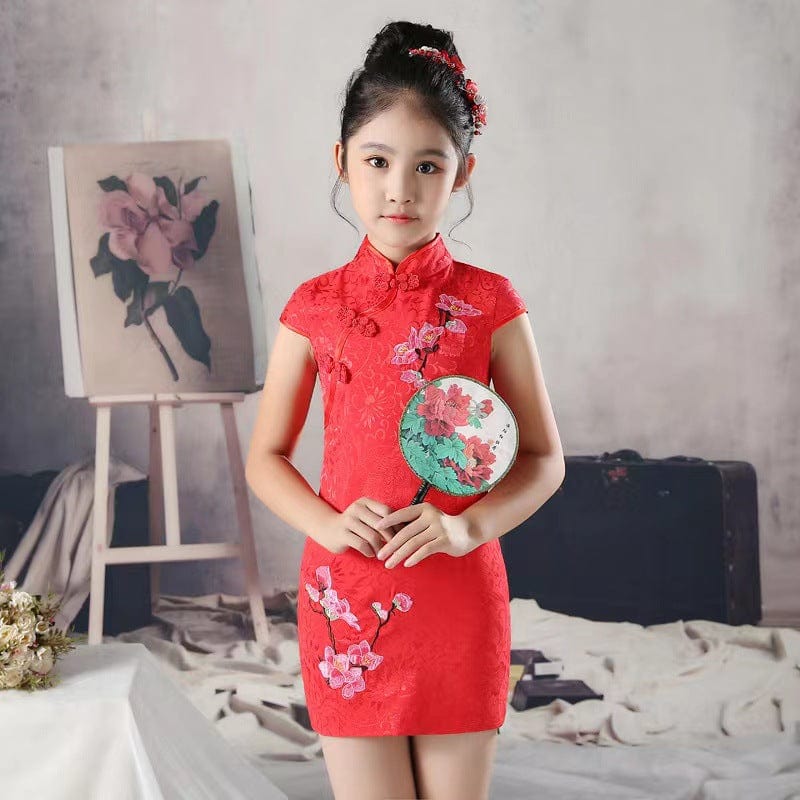 Children Qipao dress, floral pattern Qipao dress for little girls