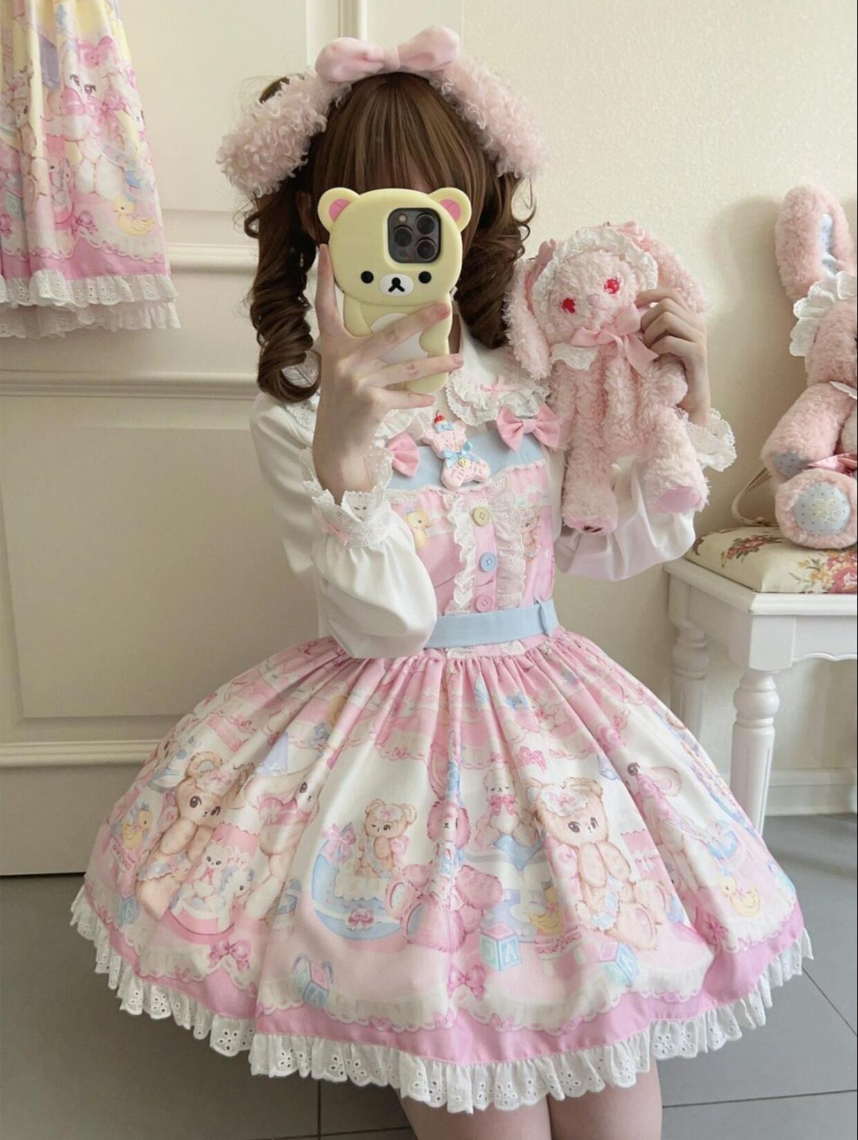 Bear Sweet - Printed Sweet Lolita Salopette Dress