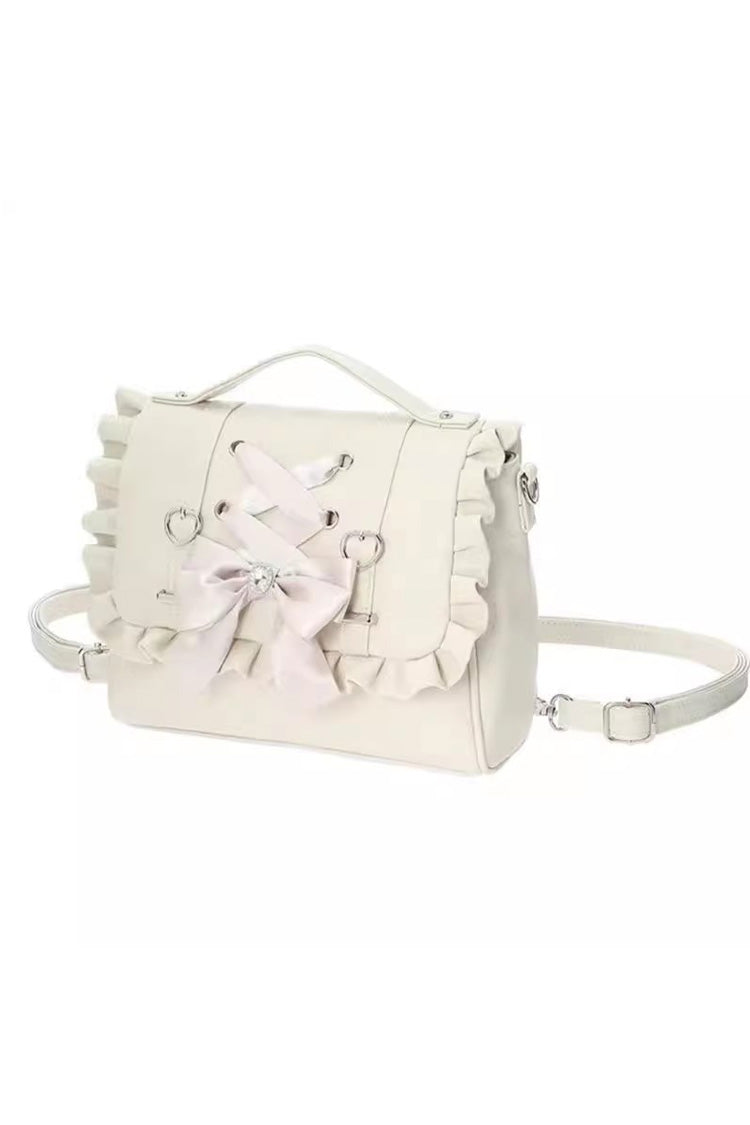 Sweet Ruffle Bowknot Lace-Up Lolita Handbag 3 Colors