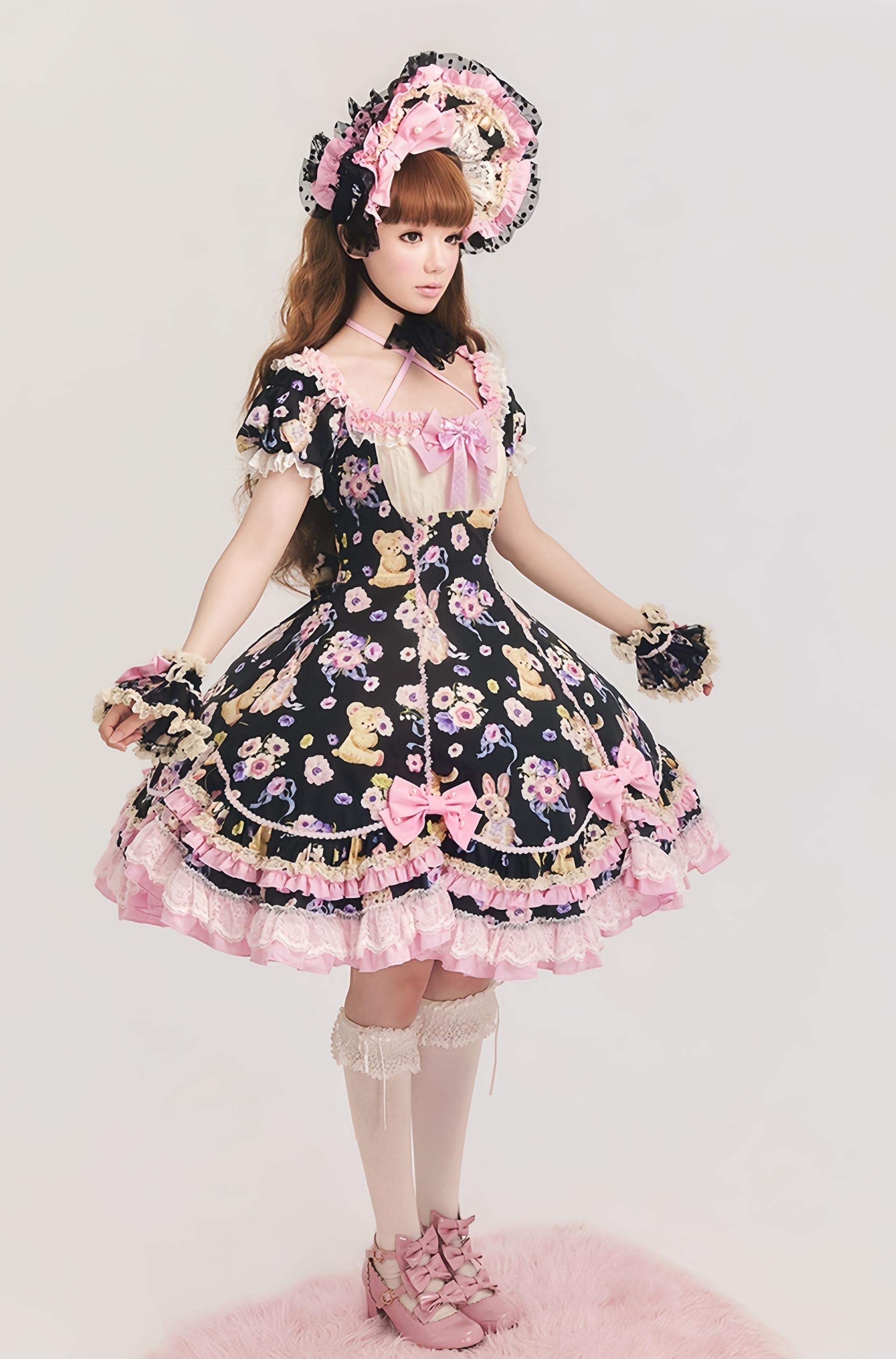Be My Honey - Cotton Old School Lolita Panel Cut OP Dress, Halter Neckline